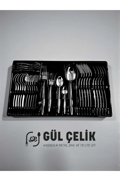 Gül Çelik 30 Parça 6 Kişilik Çatal Kaşık Takımı Sivri Model (KUTULU) - Resim 2
