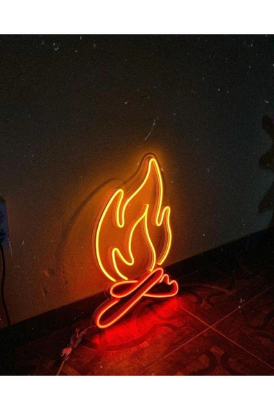 Magnetfoto Fire Neon Tabela | Kamp Ateşi Temalı LED Dekor Işık ürün görseli 1