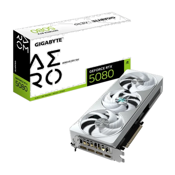 GIGABYTE GeForce RTX 5080 AERO OC SFF 16G GDDR7 DLSS 4 256 Bit BeyazEkran Kartı GV-N5080AERO OC-16GD ürün görseli 1