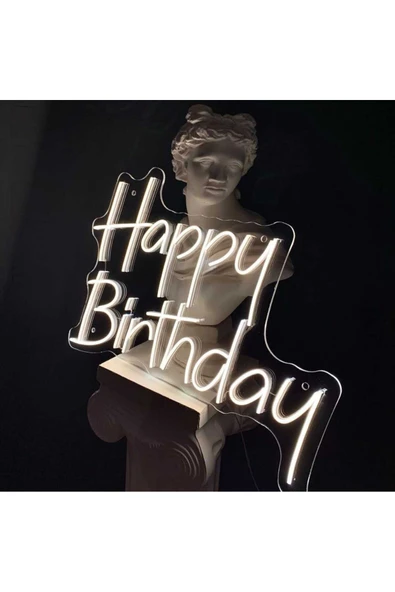 En Güzel Günde Happy Birthday Neon Led Işıklı Yazı 50 cm ürün görseli 1