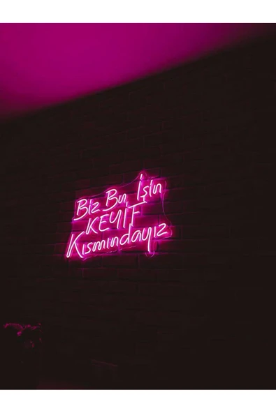 Magnetfoto Biz Bu İşin Keyif Kısmındayız Yazılı Pembe Neon LED Işıklı Duvar Dekoru 50 cm ürün görseli 1