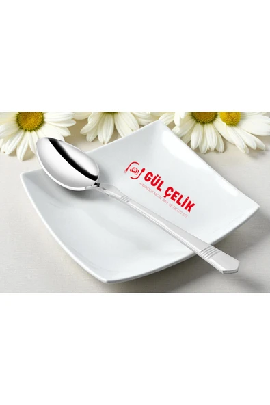 Gül Çelik 12 Kişilik Yemek Kaşığı Alvina Model 304 Kalite 18/10 Paslanmaz Çelik - Resim 3