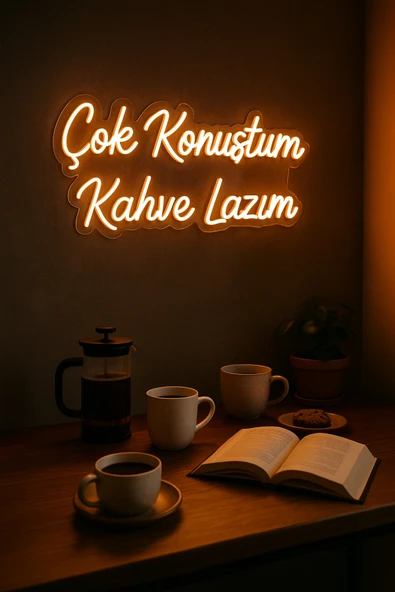 Magnetfoto Çok Konuştum Kahve Lazım neon tabela amber 50x50 ürün görseli 1