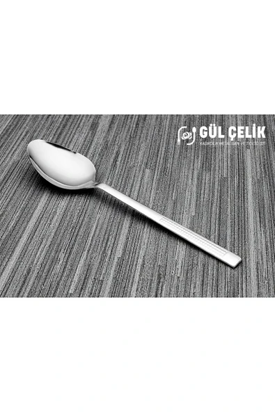 Gül Çelik 60 Parça 12 Kişilik Çatal Kaşık Seti Hasır Model 18/0 Kalite - Resim 3