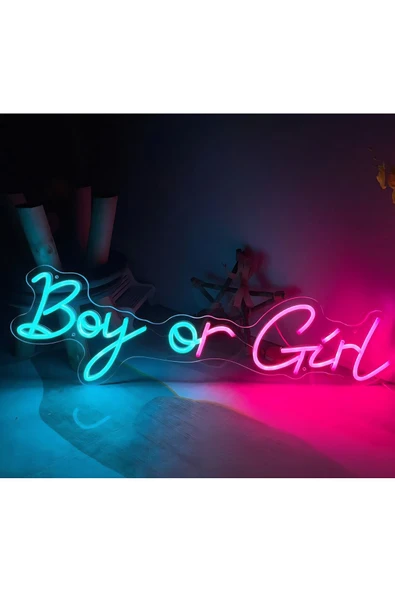 Magnetfoto Boy or Girl Yazılı Neon LED Işıklı Tabela 65x18 cm – Baby Shower & Gender Reveal Dekoru ürün görseli 1