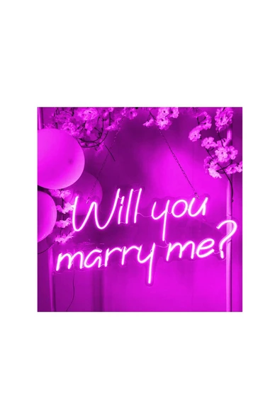 Magnetfoto Will you marry me? Yazılı neon tabela 60 cm - Resim 2