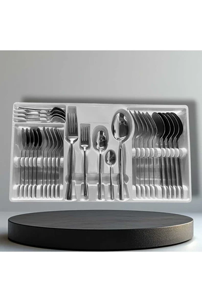 Gül Çelik 30 Parça 6 Kişilik Çatal Kaşık Seti Sade Model 18/0 Kalite Kutulu - Resim 2