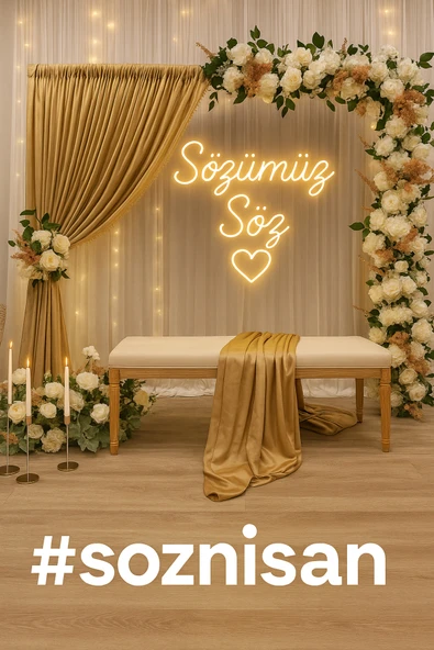 Magnetfoto Söz nişan organizasyon sözümüz söz yazılı neon tabela 60x30 ürün görseli 1