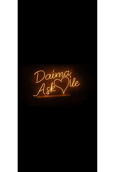 Magnetfoto Daima Aşk İle yazılı neon tabela 60x30 Amber ürün görseli 1