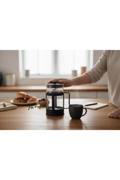 Gül Çelik French Bitki Çayı , Kahve Presi Plastik 600 ml - Resim 2