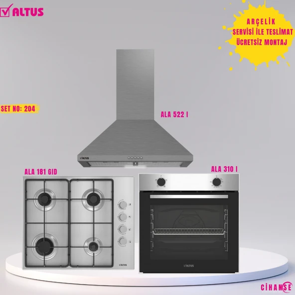 Altus Ankastre Set Inox Set no 204 ( ALA 310 I - ALA 522 I - ALA 181 GID ) ürün görseli 1