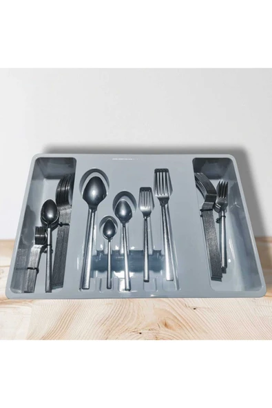 Gül Çelik 60 Parça 12 Kişilik Çatal Kaşık Seti Sade Model 18/0 Kalite Kutulu - Resim 2