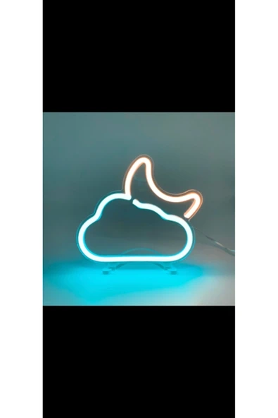 Magnetfoto Bulut Ay Mini Neon Lamba 20x20 cm – Dekoratif LED Neon Işıklı Gece Lambası ürün görseli 1