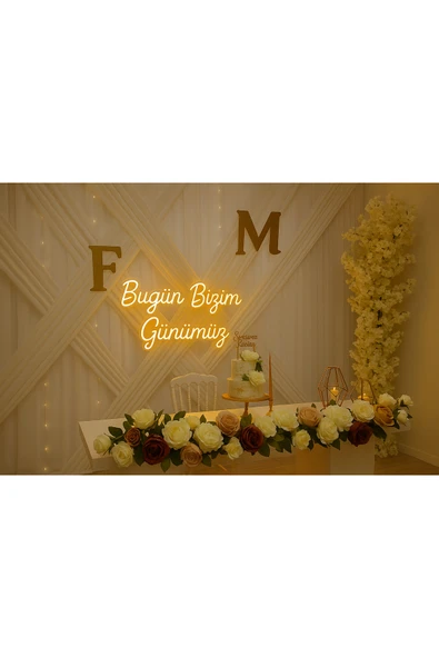 Magnetfoto Bugün Bizim Günümüz yazılı Neon tabela 50x50 amber - Resim 5