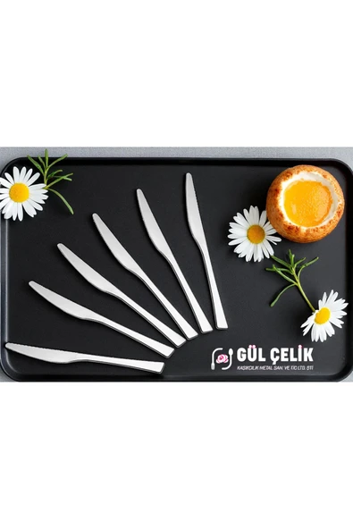 Gül Çelik Yemek Bıçağı 12 Parça 12 Kişilik 18/0 Kalite 3 MM Kalınlık ürün görseli 1