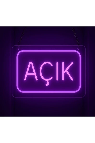 yadineonart AÇIK yazılı neon tabela 20x25 cm ürün görseli 1