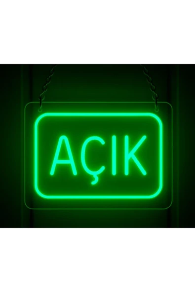 yadineonart AÇIK yazılı neon tabela 20x25 cm ürün görseli 1