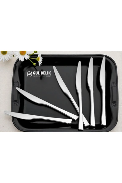 Gül Çelik Yemek Bıçağı 12 Parça 12 Kişilik 18/0 Kalite 3 MM Kalınlık - Resim 2