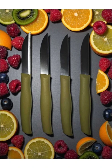 Gül Çelik 12 Li Lüx Paslanmaz Çelik Sebze Ve Meyve Bıçağı Sarı Renk - Resim 2