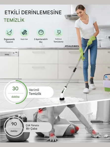 MPI BC-4 Şarj Edilebilir Elektrikli Temizlik Fırçası – 17 Parça Çok Amaçlı Set (Mutfak, Banyo, Araç) - Resim 2