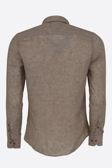 Slim Fit Kahverengi Desenli Gömlek - Wessi - Resim 5