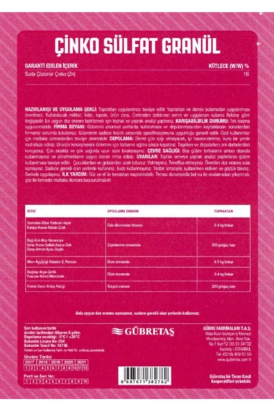 Çinko Sülfat İçerikli Bahçe Meyve Sebze Bitki Besini Granül Çinko Tuzu Gübresi 25 kg - Resim 3