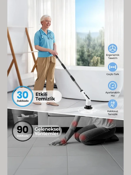 MPI BC-4 Şarj Edilebilir Elektrikli Temizlik Fırçası – 17 Parça Çok Amaçlı Set (Mutfak, Banyo, Araç) - Resim 5