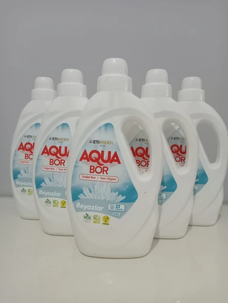 aqua bor doğal mineralli sıvı çamaşır deterjanı beyazlar için 5 adet ürün görseli 1