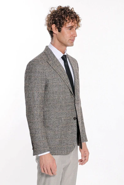 Ekose Desen Slim Fit Siyah Erkek Ceket - Wessi - Resim 5