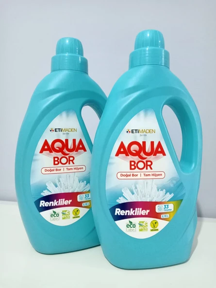 aqua bor doğal mineralli sıvı  çamaşır deterjanı  renkliler için 2 adet ürün görseli 1