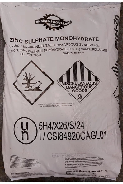 EKMEKÇİOĞULLARI ÇİNKO SÜLFAT MONOHİDRAT 25 KG ürün görseli 1