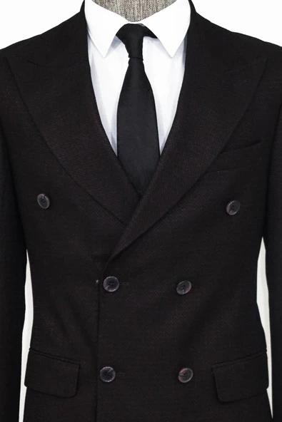 Kazayağı Desenli Koyu Bordo Erkek Kruvaze Ceket - Wessi - Resim 2