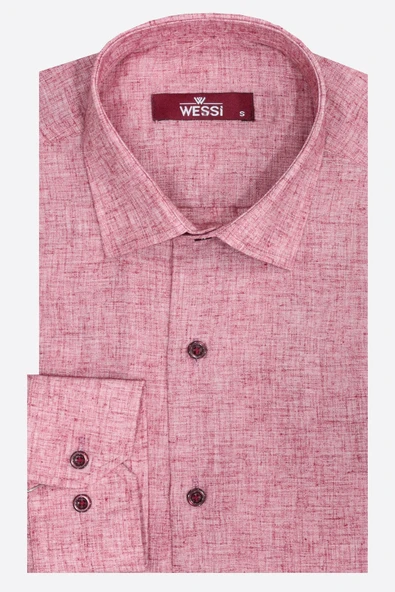 Slim Fit Bordo Desenli Gömlek - Wessi - Resim 6