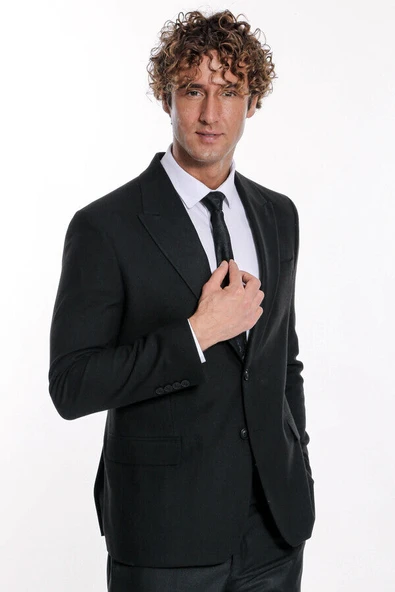 Desensiz Slim Fit Spor Siyah Erkek Ceket - Wessi - Resim 3