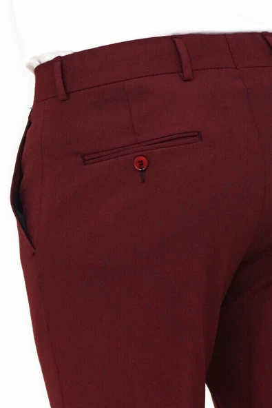 Desensiz Slim Fit Bordo Erkek Pantolon - Wessi - Resim 4