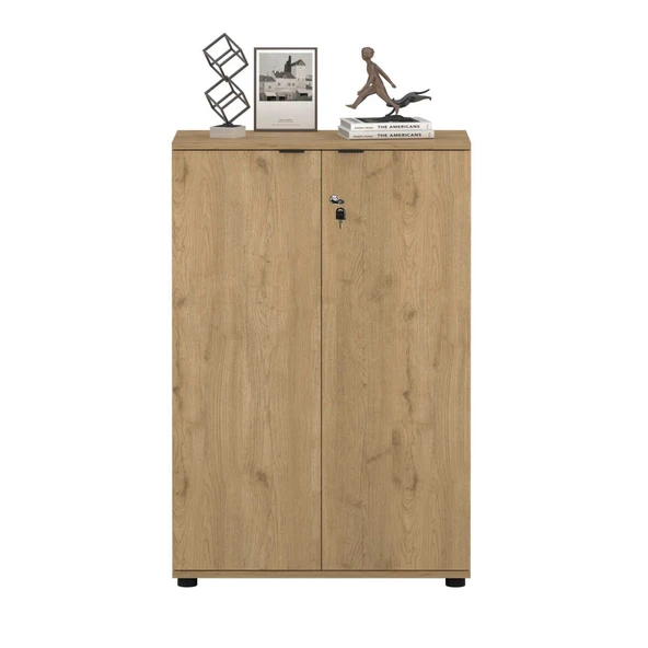 Rio 3 Raflı Kapaklı Kitaplık - Florida Meşe 72x109x34 cm - Resim 4