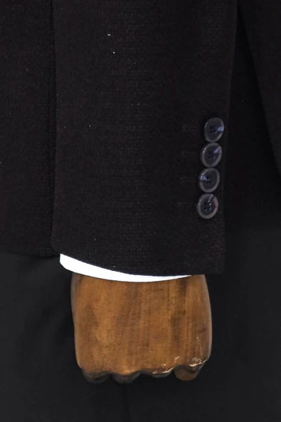 Kazayağı Desenli Koyu Bordo Erkek Kruvaze Ceket - Wessi - Resim 10