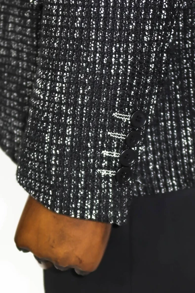 Desenli Slim Fit Spor Siyah Erkek Ceket - Wessi - Resim 7