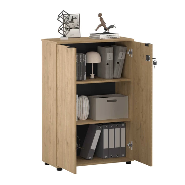 Rio 3 Raflı Kapaklı Kitaplık - Florida Meşe 72x109x34 cm - Resim 2