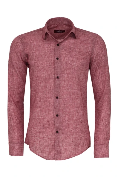 Slim Fit Bordo Desenli Gömlek - Wessi ürün görseli 1