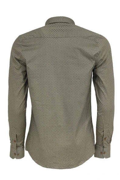 Mini Kare Desenli Slim Fit Açık Kahve Erkek Gömlek - Wessi - Resim 5