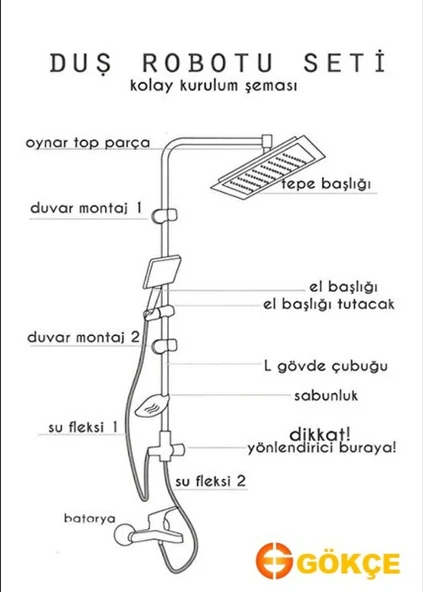 LİNA KARE GÜMÜŞ ROBOT TEPE DUŞ SETİ DUŞ BAŞLIĞI TAKIMI GÜMÜŞ - Resim 3