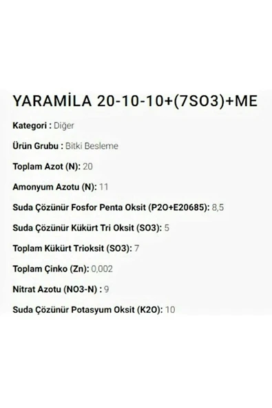 Yara Mila 20.10.10 Yavaş Salınımlı Akıllı Npk Gübre 40 Kg - Resim 3