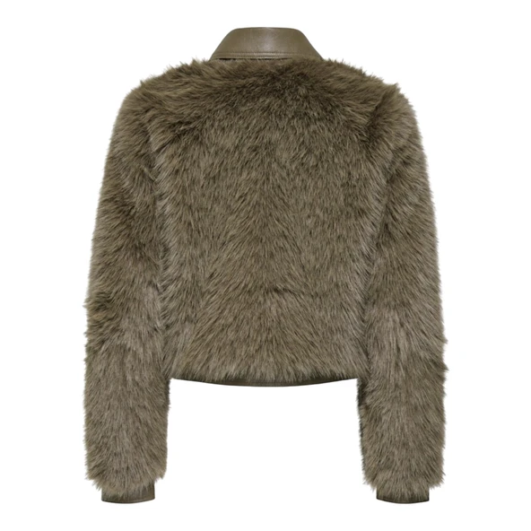 Kadın Kahve Onlyumi Life Faux Fur Jacket Otw Ceket 15356776 - Resim 8