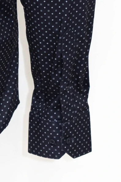 Lacivert Desenli Slim Fit Gömlek - Wessi - Resim 3