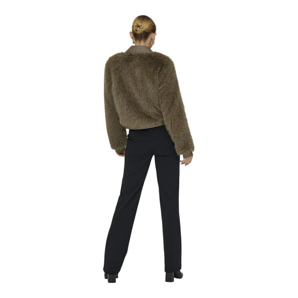 Kadın Kahve Onlyumi Life Faux Fur Jacket Otw Ceket 15356776 - Resim 9