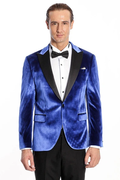 Kafide Lacivert Slim Fit Erkek Smokin Ceket - Wessi - Resim 8