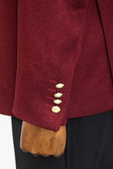 Kruvaze Slim Fit Bordo Erkek Ceket - Wessi - Resim 7