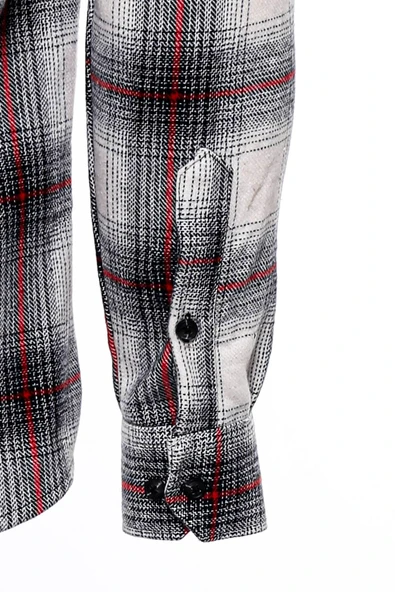 Kalın Ekoseli Gri Erkek Oduncu Gömlek - Wessi - Resim 4