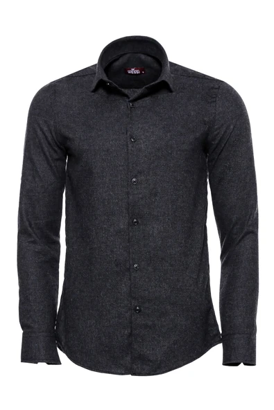 Desensiz Slim Fit Oduncu Koyu Gri Erkek Gömlek - Wessi ürün görseli 1